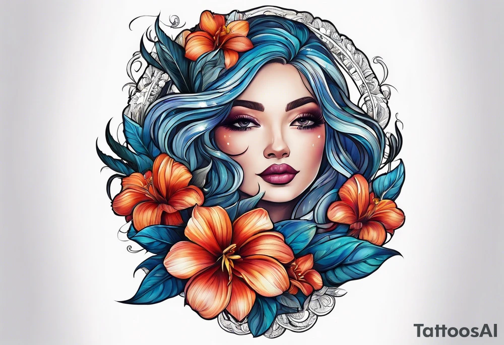 sea, night, flower, republic dominicana tattoo idea