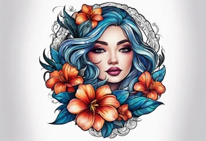 sea, night, flower, republic dominicana tattoo idea