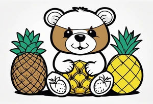 Bear loves pineapples and coconuts tattoo idea