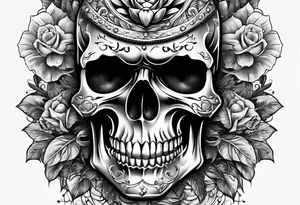 Skull with diamond teeth on the knee tattoo idea