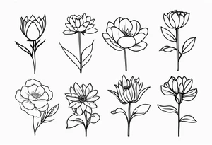 fine line birth month flowers of march may june july together on one stem tattoo idea