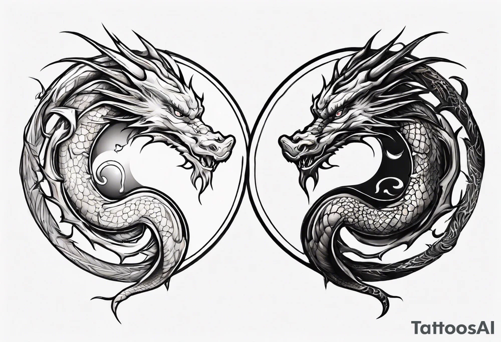 Two Dragons Creating Yin Yang tattoo idea