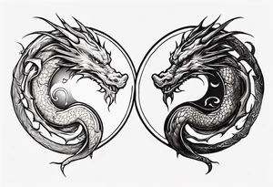 Two Dragons Creating Yin Yang tattoo idea