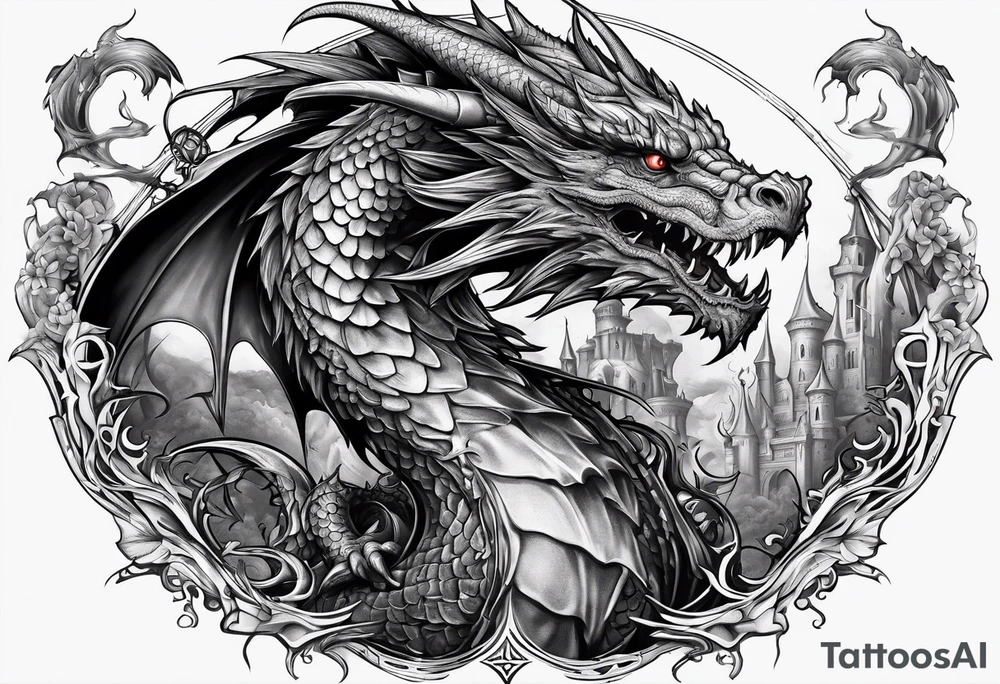 Wizard and dragon tattoo idea