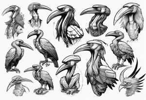 Cyberpunk Shoebill tattoo idea