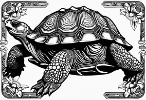top down view of a tortoise with the name Sam engraved in the shell tattoo idea