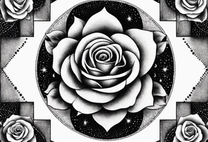 Tesseract and stars and roses tattoo idea