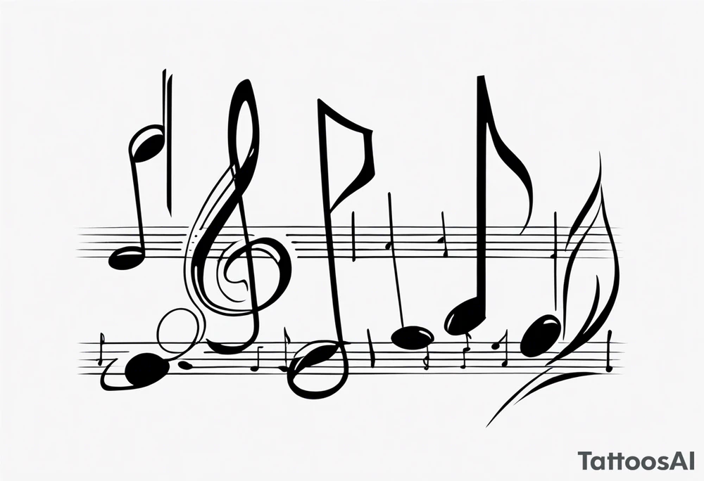 Simple minimalist tattoo in the style of single needle art depicting musical notes in the shape of letters “l” and “r” tattoo idea