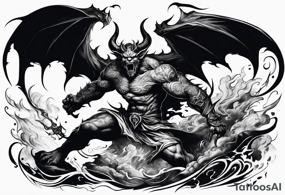 Demon attacking a boy tattoo idea