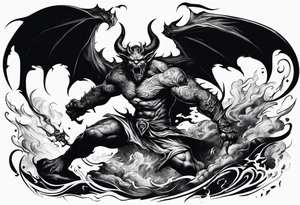 Demon attacking a boy tattoo idea
