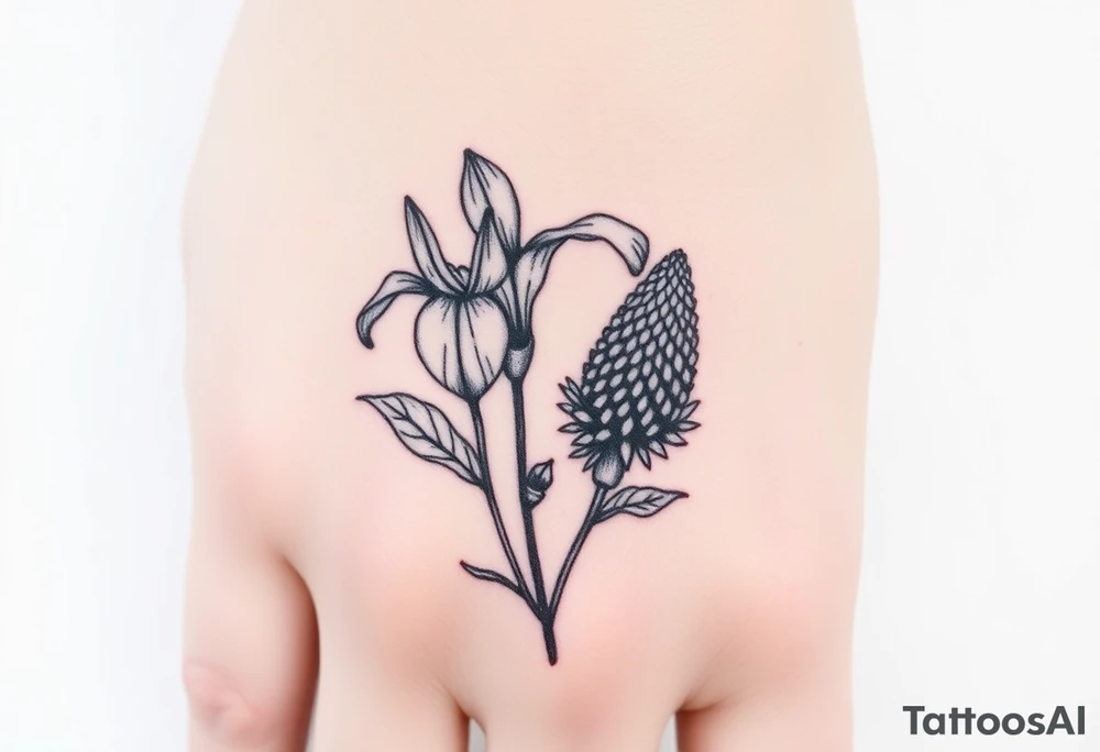 cutleaf coneflower, blue flag iris, bee balm, obedient plant, purple coneflower tattoo idea