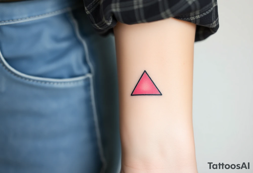 A pink triangle (upsidedown), with very small black lining and upside down. Just the colour pink. No shapes. Just the colour pink in a gradient filling the triangle tattoo idea