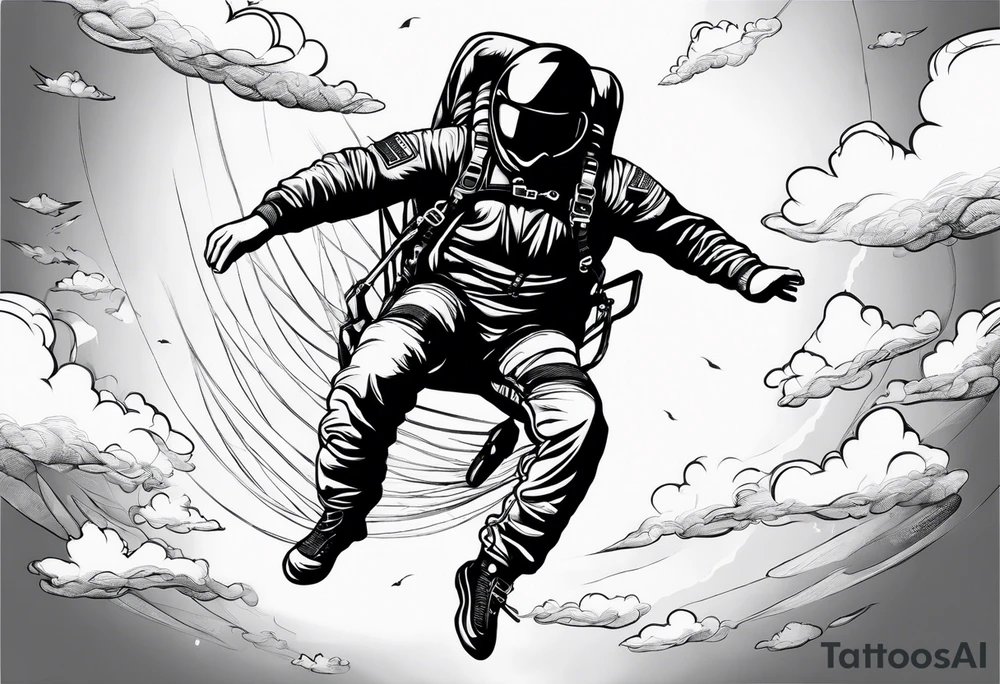 Skydiver with parachute tattoo idea