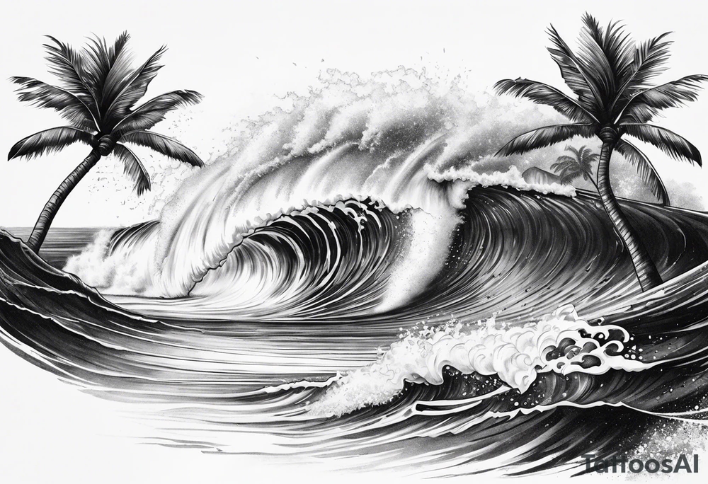 Palm tree, surfing tattoo idea
