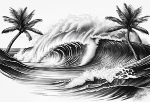Palm tree, surfing tattoo idea