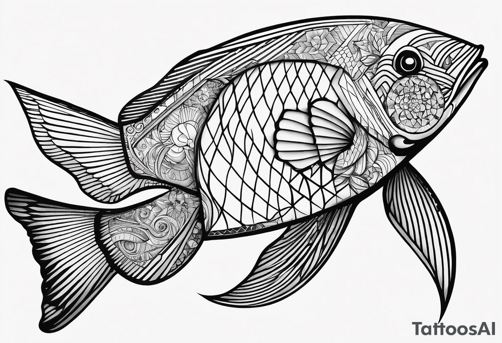 Geometric aquatic animal tattoo idea