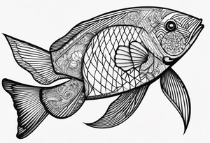 Geometric aquatic animal tattoo idea