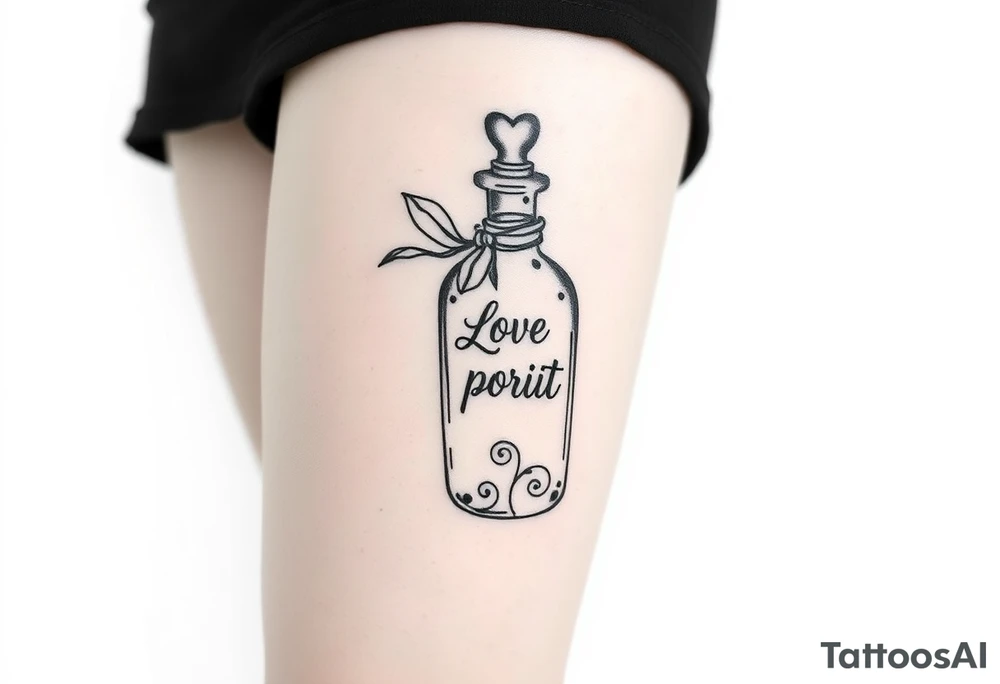 Love potion bottle tattoo idea