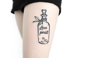 Love potion bottle tattoo idea