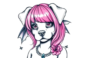 hot puppy goth girl with big boobs and pink hair tattoo idea