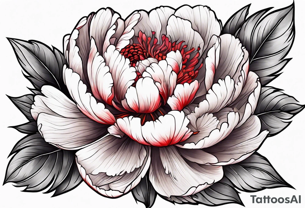 red peony tattoo idea
