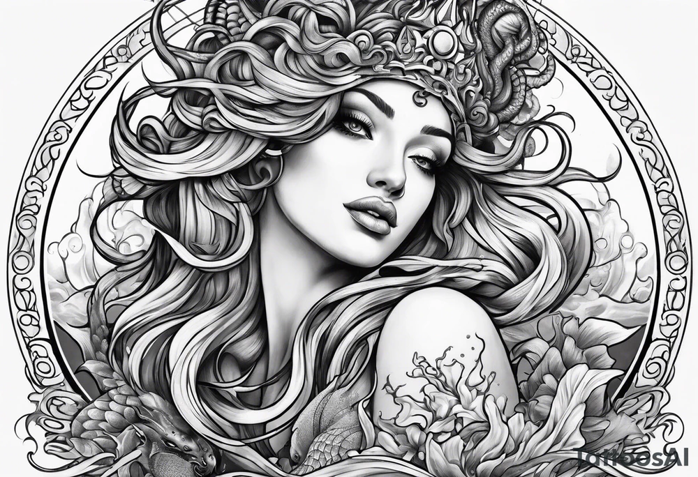Medusa and mermaid tattoo idea