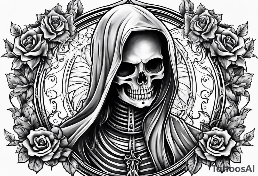 lady skeleton grim reaper devil tattoo idea