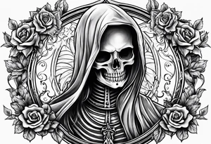 lady skeleton grim reaper devil tattoo idea