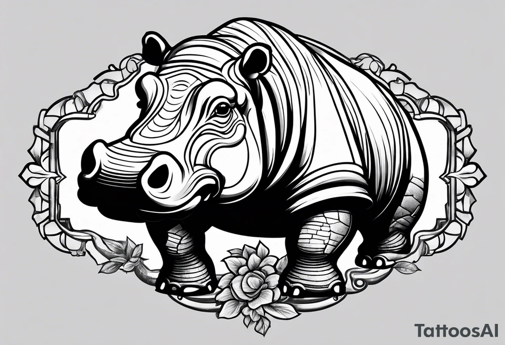 Hippo brick mason tattoo idea