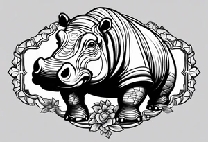 Hippo brick mason tattoo idea