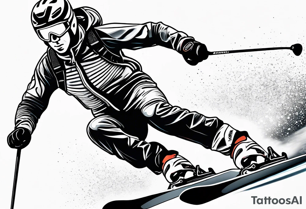 Skier in motion, fine line, more abstract tattoo idea