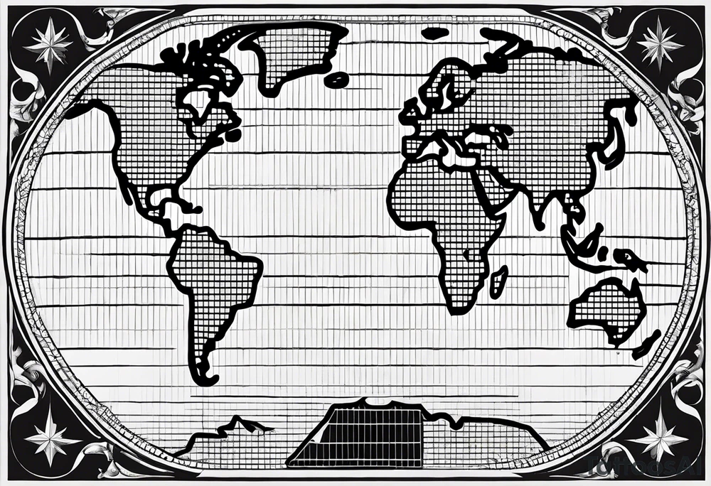 the earth with a flat map design without borders with very light shading placed on a grid tattoo idea the earth with a flat map design without borders with very light shading placed on a grid tattoo idea