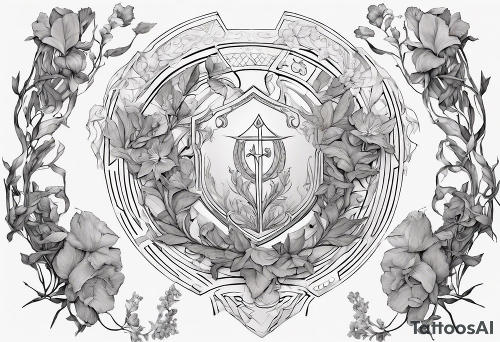 **Design Concept: Athena's Garden**

*Central Focus:*
- Place a small, delicately detailed Athena shield at the central point of the upper chest, symbolizing wisdom and guidance.

*Surrounding Elements:*
- Intertwine the shield with vines that gracefully flow outwards, connecting seamlessly with Vincent van Gogh's Irises tattoo.

*Geometric Accents:*
- Incorporate geometric shapes around the shield and vines, creating a structured and visually appealing framework. The shapes could represent elements like knowledge, strength, and protection associated with Athena.

*Athena's Symbols:*
- Include Athena's spear and olive branch as smaller elements within the vine design. They can be strategically placed to enhance the overall balance and symbolism.

*Van Gogh's Irises:*
- Integrate the irises into the vine design, allowing them to gracefully intertwine. Pay attention to the delicate details of the irises, ensuring they complement the overall aesthetic.

 Consider earthy greens for the vines complemented by subtle purples and blues for the irises.

*Placement:*
- Given the detailed and intricate nature of the design, the upper chest provides a suitable canvas for the tattoo. Ensure the design is scaled appropriately to fit the chosen placement. tattoo idea