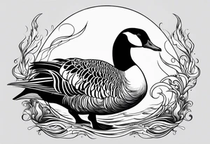 canadian goose with flames tattoo idea
