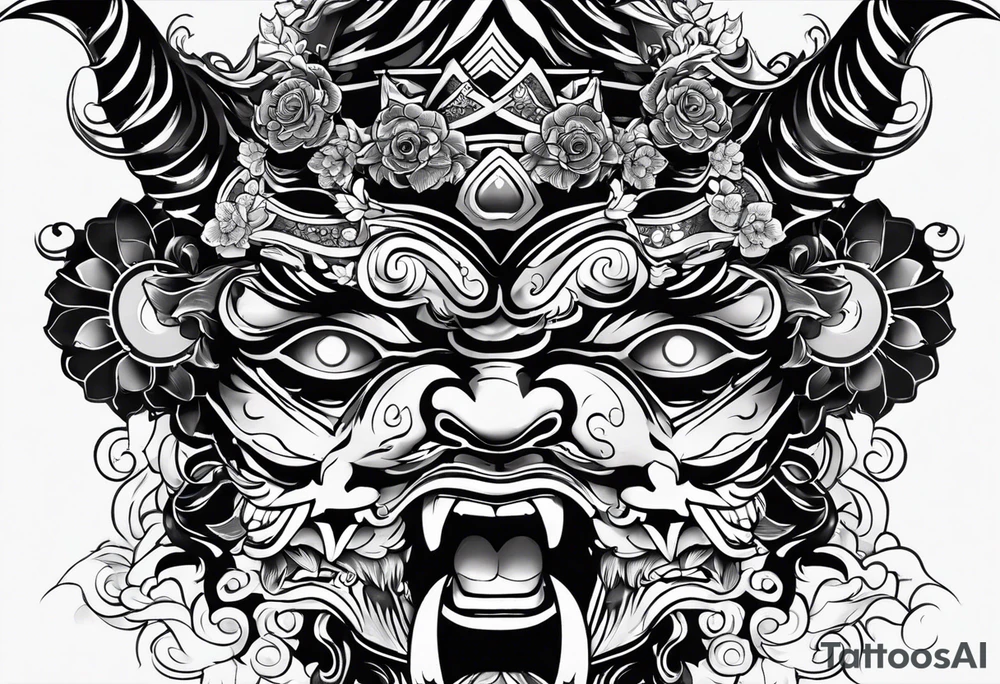 The Japanese say you have three faces. The first face, you show to the world. The second face, you show to your close friends and your family. The third face, you never show anyone. japanese demon tattoo idea tattoo idea