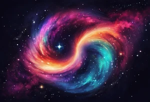 I want a spiral nebula space galaxy tattoo that's colorful and bright and cute and is nice to look at I don't want a traditional circle I want it like the ones thay look like an s shape tattoo idea