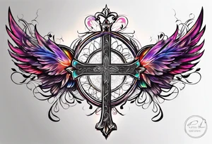 Christian cross and ekg tattoo idea