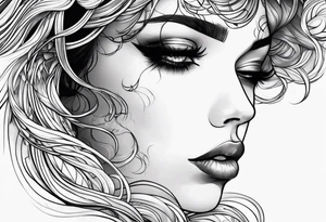 Medusas half face. The other half is a beautiful girl crying tattoo idea