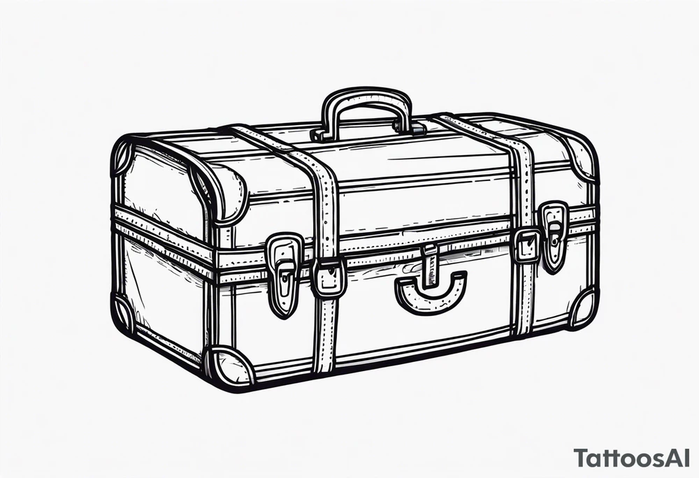 Cardboard suitcase lineart and minimalist tattoo idea