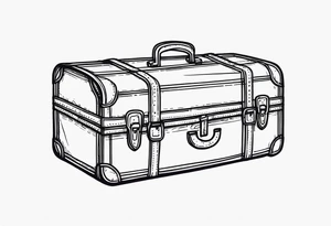 Cardboard suitcase lineart and minimalist tattoo idea