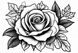 flower with rose bloom and holly berry stalk tattoo idea