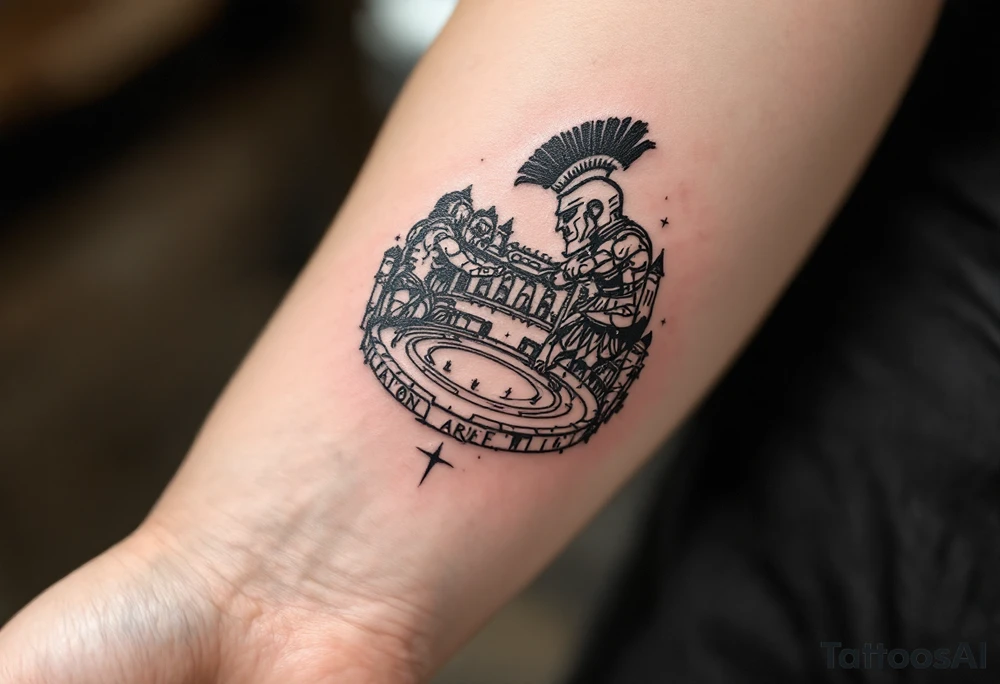 gladiator arena fight tattoo idea