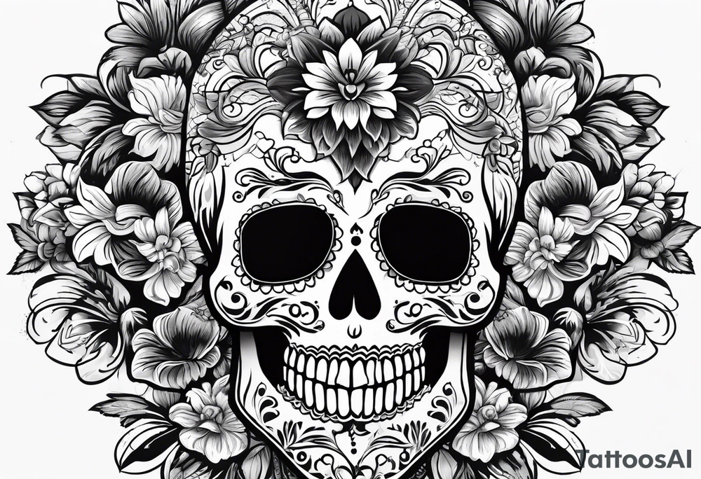 Day of dead skull with white background tattoo idea