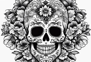 Day of dead skull with white background tattoo idea