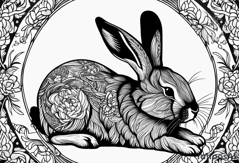 Bunny rabbit with Kirsty R written underneath tattoo idea