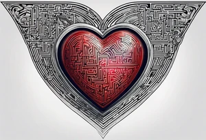 heart with a maze inside tattoo idea