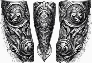 leg sleeve armor tattoo idea