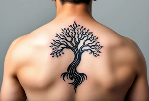 Tree moving in a spiral direction tattoo idea