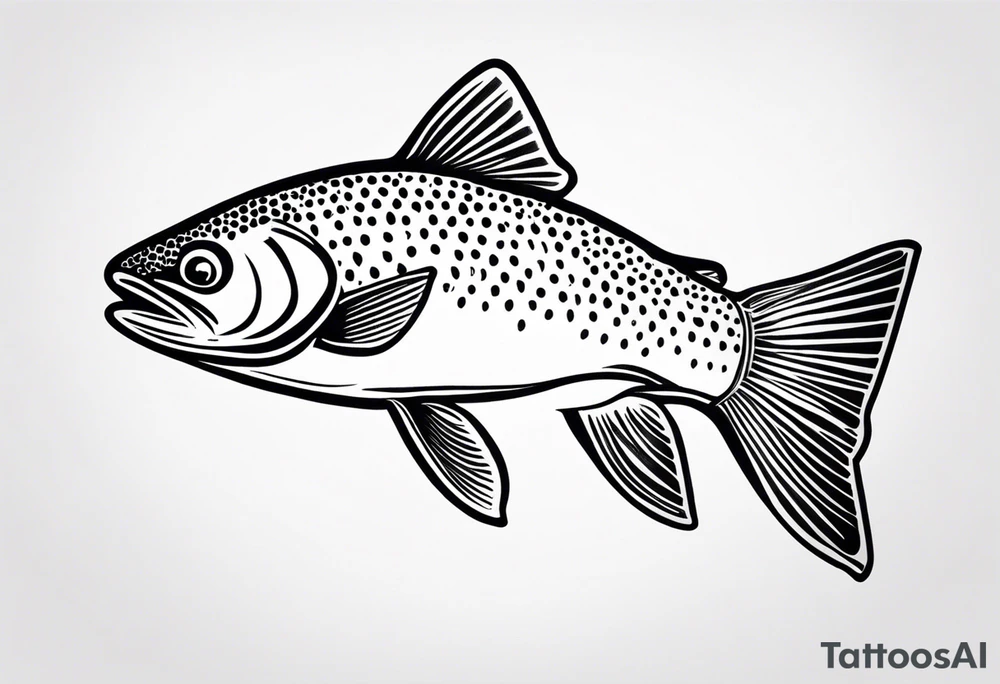 "A small tattoo featuring a lovestruck trout as the main theme, drawn without lines, using only color combinations." tattoo idea