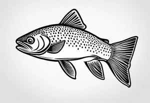 "A small tattoo featuring a lovestruck trout as the main theme, drawn without lines, using only color combinations." tattoo idea